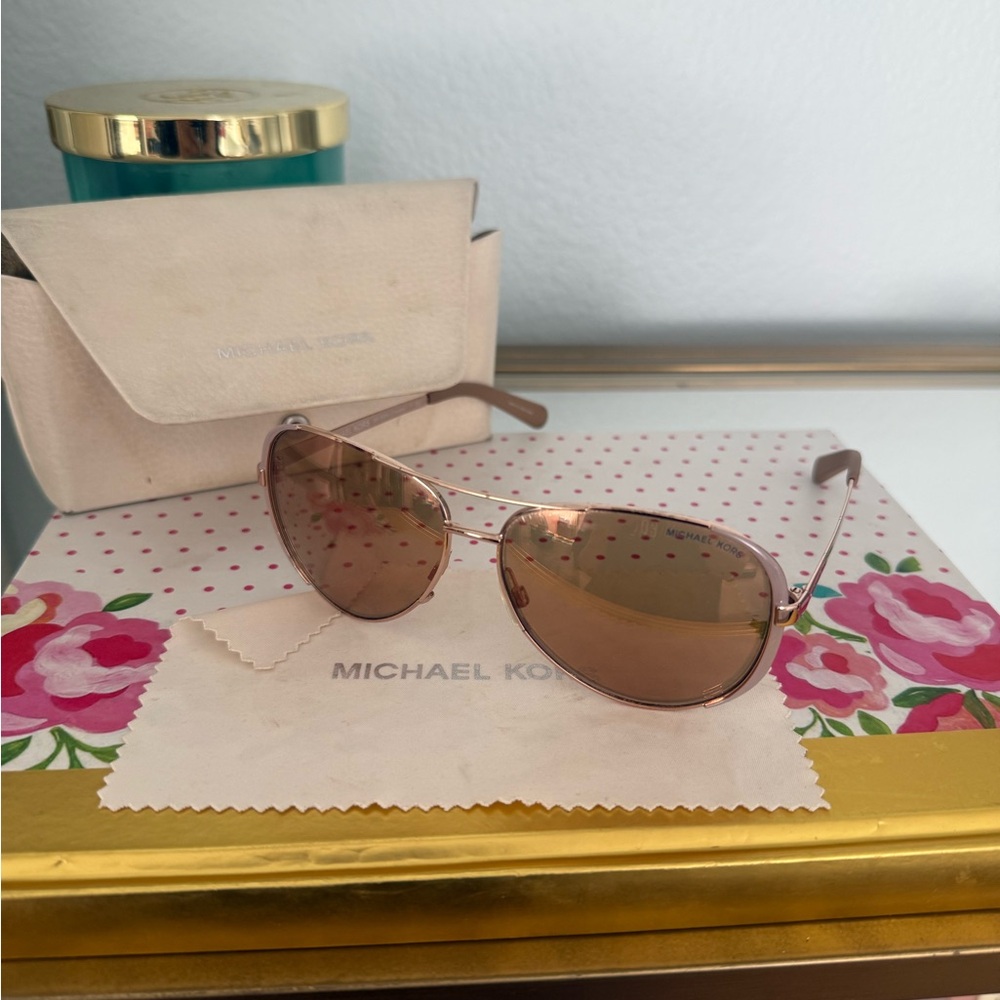 Michael Kors Rose Gold Aviator Sunglasses